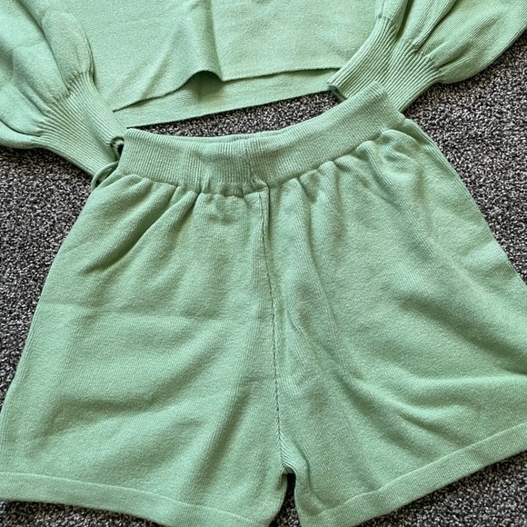 Sage Crop Top and Drawstring Shorts Lounge Set - Picture 6 of 6